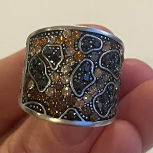 Brighton Totem Trinity Leopard Ring Swarovski Crystals Size 8.5